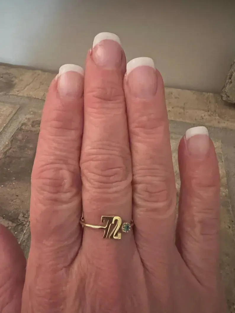 Personalized Open Ring With Birthstones In The Shape Of Numbers And Letters 6