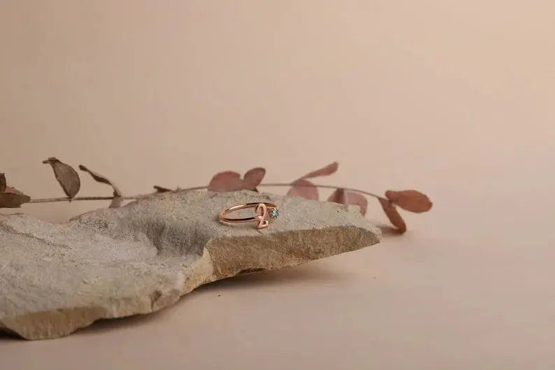 Personalized Open Ring With Birthstones In The Shape Of Numbers And Letters 7