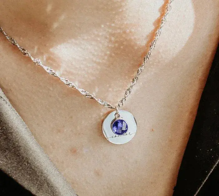 Personalized Round Birthstone Necklace 4
