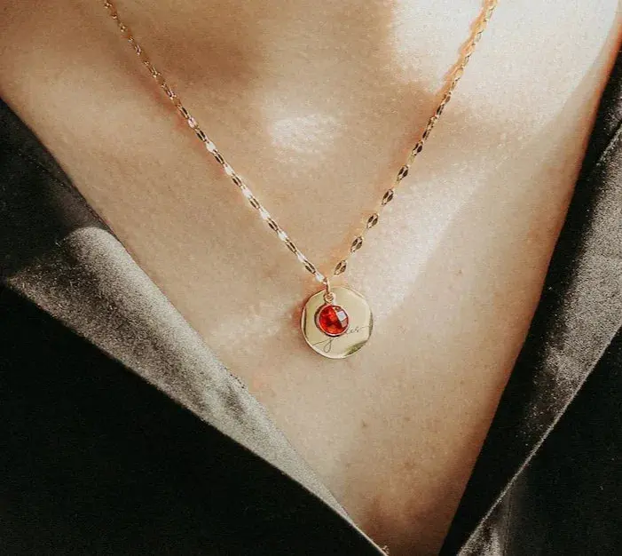 Personalized Round Birthstone Necklace 5
