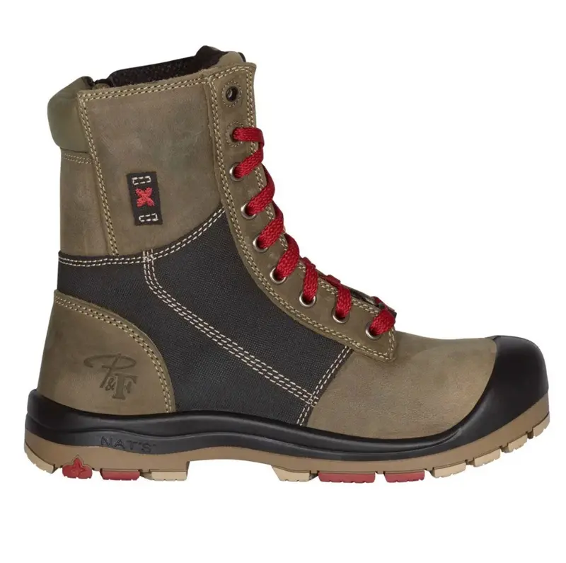 P&F 368 Kaki Women's 8" Steel Toe Work Boot With Side Zip 1
