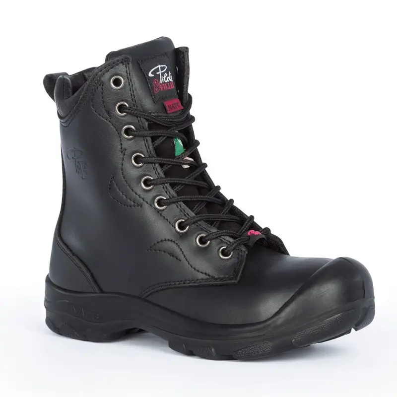 P&F S552 Women's 8" Steel Toe Leather Work Boot - Black 1