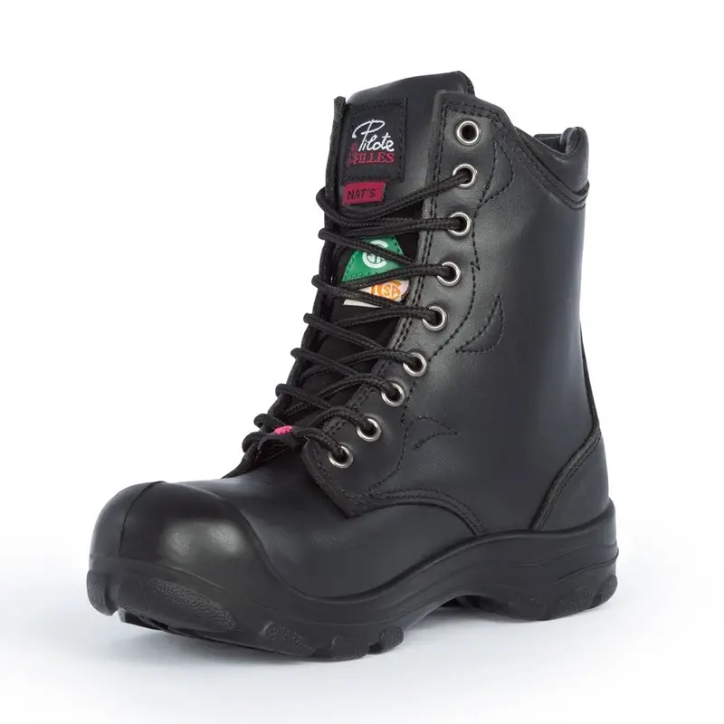 P&F S552 Women's 8" Steel Toe Leather Work Boot - Black 3