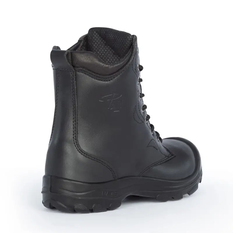 P&F S552 Women's 8" Steel Toe Leather Work Boot - Black 6