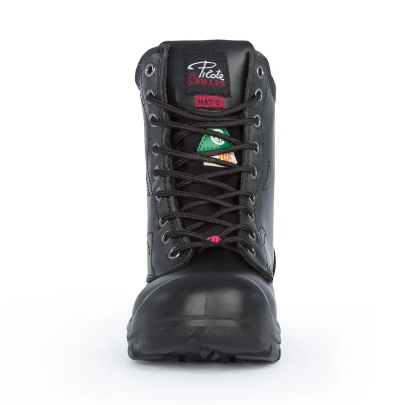 P&F S552 Women's 8" Steel Toe Leather Work Boot - Black 9