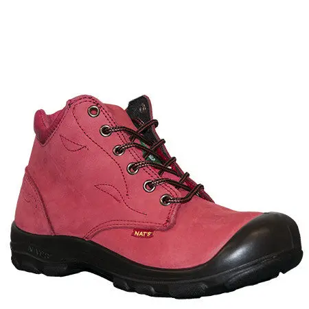 P&F S556 Women's 6" Steel Toe Work Boot With Side Zip - Red 1