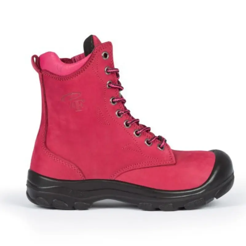 P&F S558 Women's 8" Steel Toe Work Boot With Side Zip - Red 2