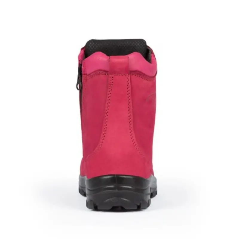 P&F S558 Women's 8" Steel Toe Work Boot With Side Zip - Red 6