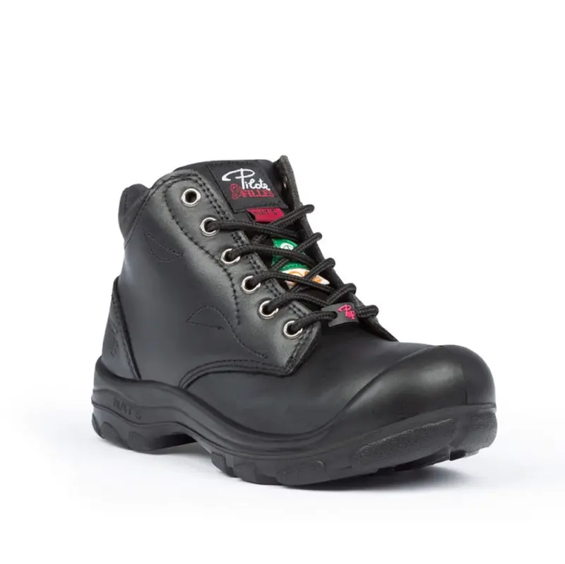 P&F S559 Women's 6" Steel Toe Leather Work Boot - Black 1