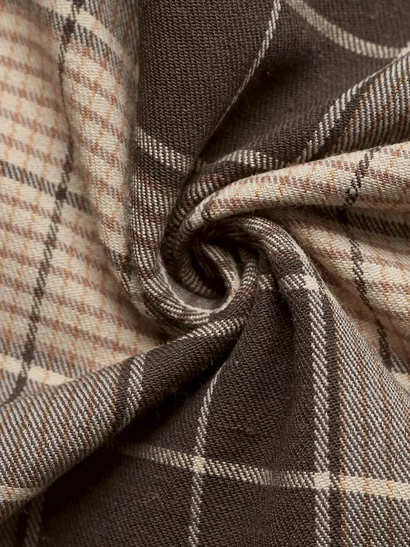 Plaid Button Up Long Sleeve Shirt Dress 8