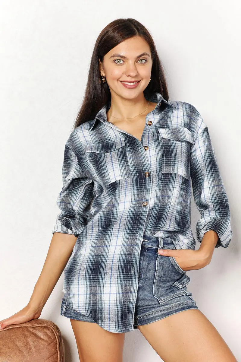 Plaid Dropped Shoulder Shirt 1