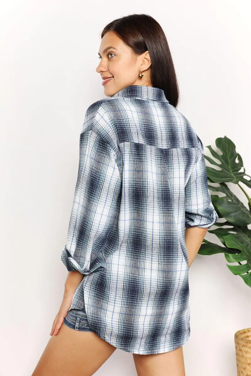 Plaid Dropped Shoulder Shirt 2