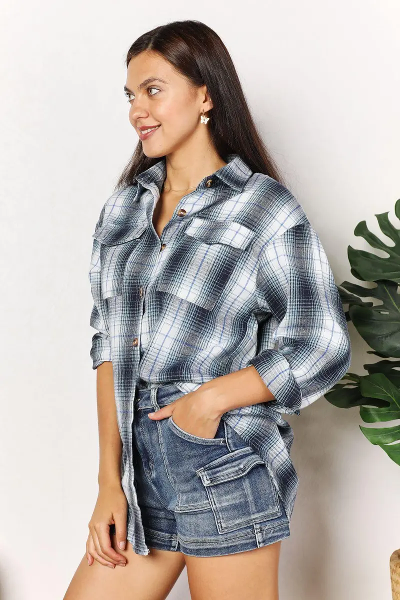Plaid Dropped Shoulder Shirt 3