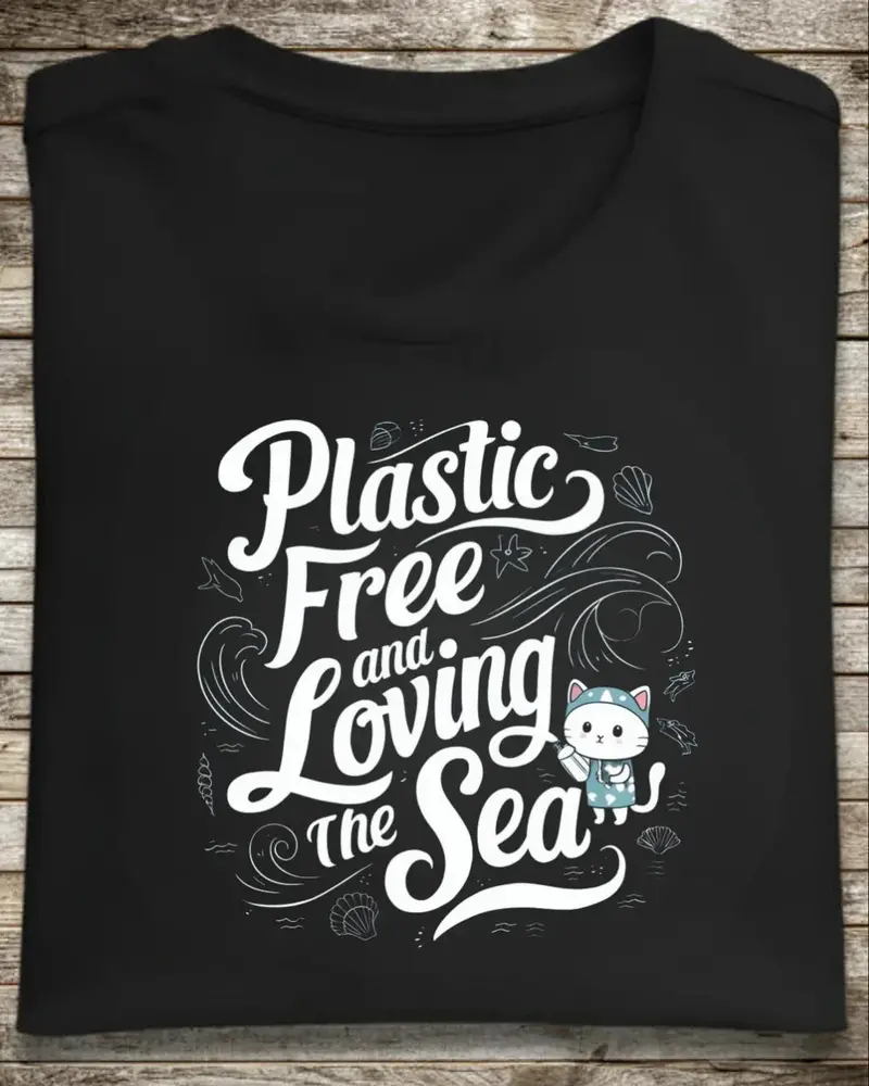 Plastic Free & Loving Sea Cotton T-Shirt 1