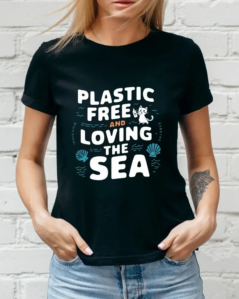 Plastic Free Loving Sea Cotton T-Shirt 3