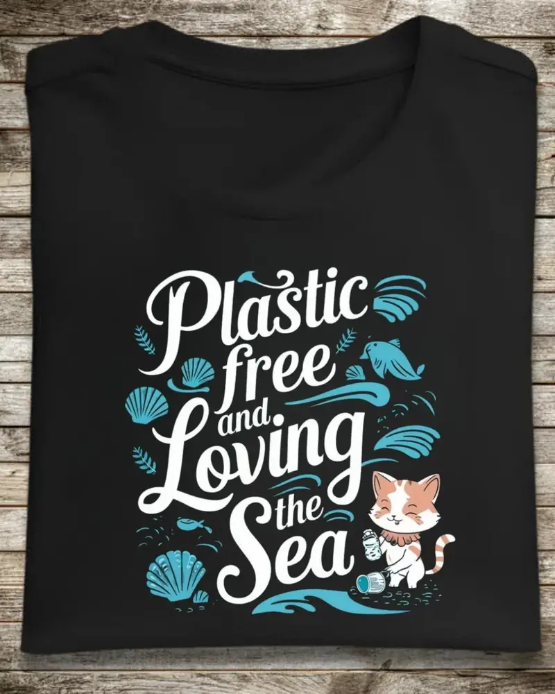 Plastic Free & Loving Sea Cotton Tshirt 1