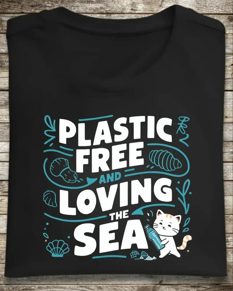 Plastic Free & Loving Sea Environmental Cotton T-Shirt 1
