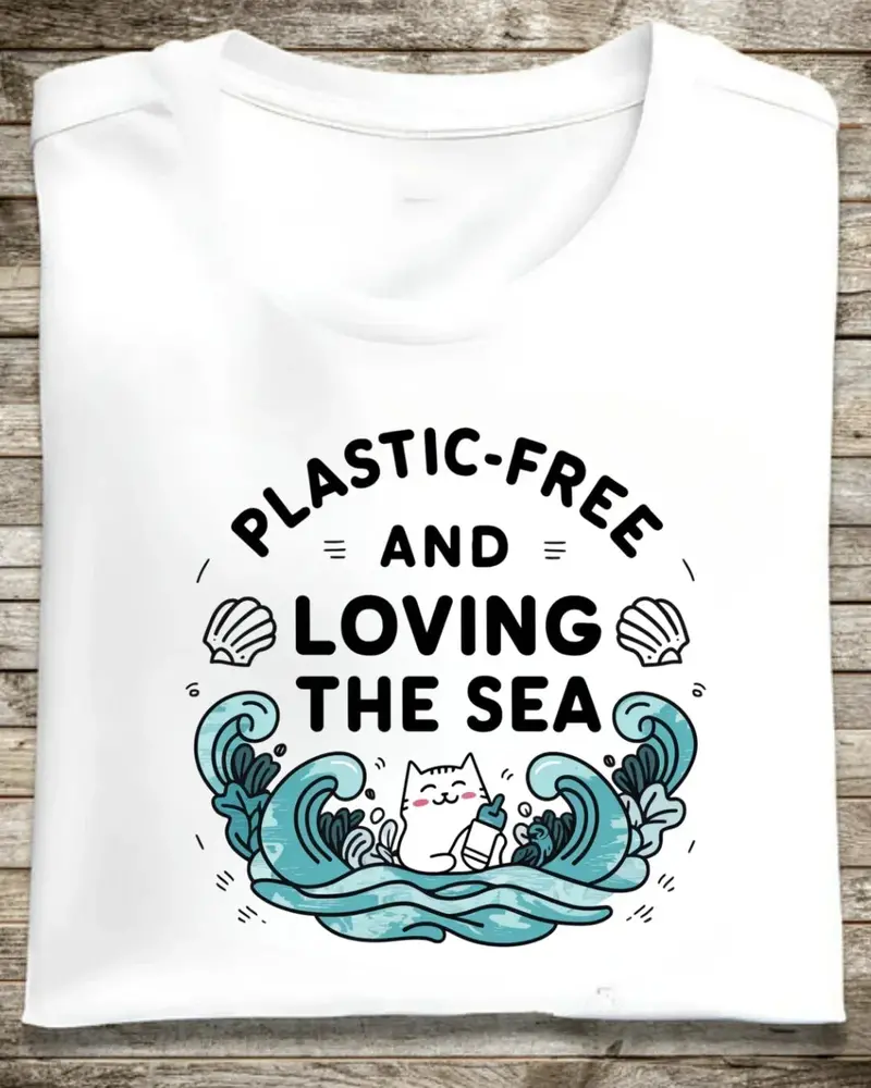 Plastic Free & Loving Sea Environmental Cotton T-Shirt 1