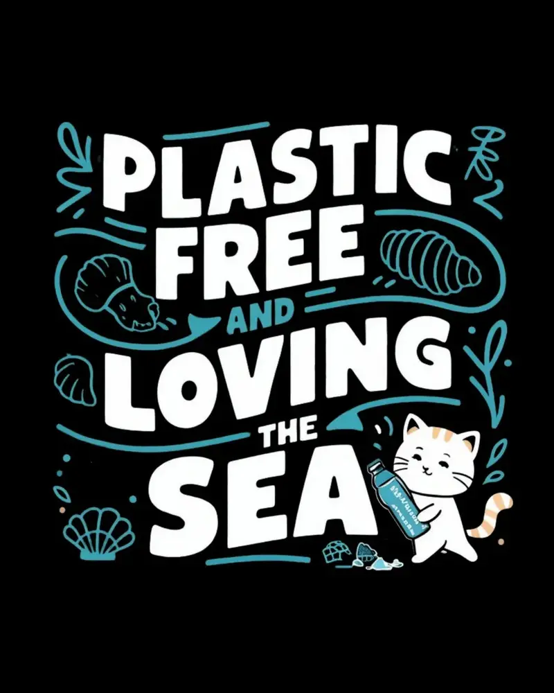 Plastic Free & Loving Sea Environmental Cotton T-Shirt 2