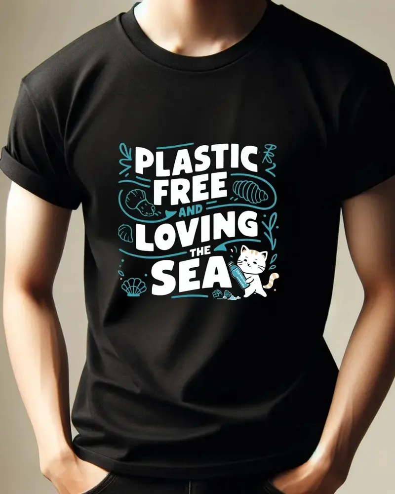 Plastic Free & Loving Sea Environmental Cotton T-Shirt 4