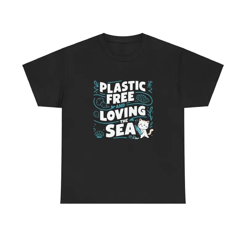 Plastic Free & Loving Sea Environmental Cotton T-Shirt 5