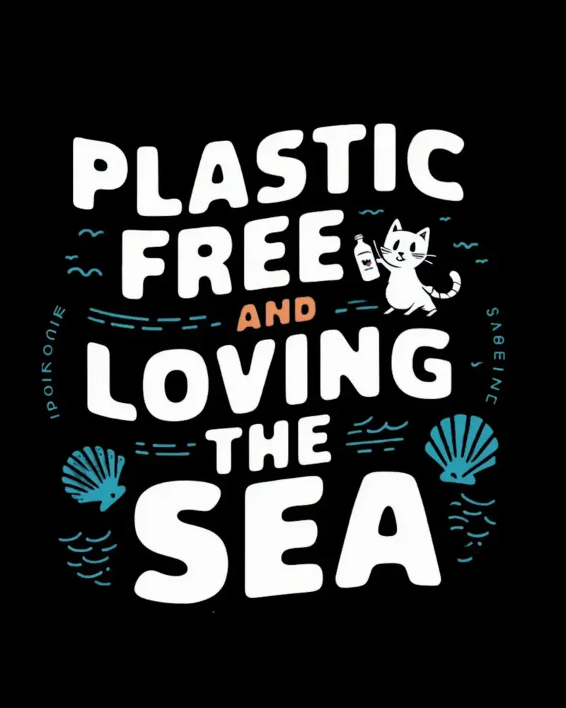 Plastic Free & Loving Sea Environmental Unisex Cotton Tee 2