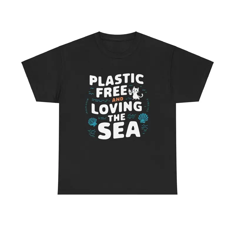 Plastic Free & Loving Sea Environmental Unisex Cotton Tee 5