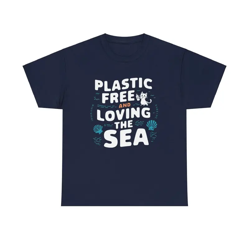 Plastic Free & Loving Sea Environmental Unisex Cotton Tee 6