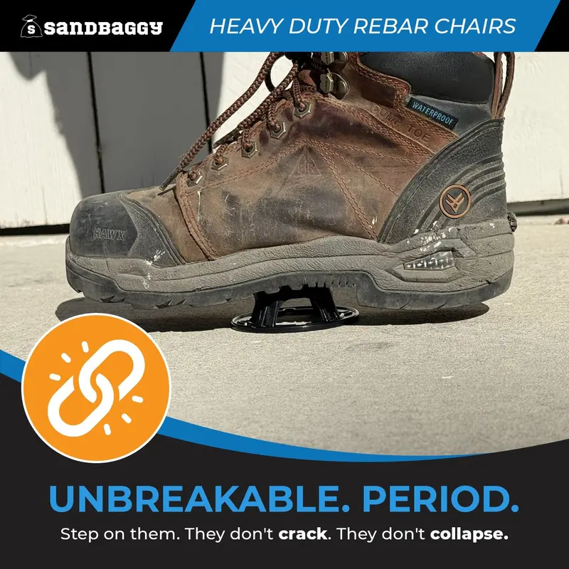 Plastic Rebar Chairs - Elevates Rebar 1" Or 1 ¼" - Rebar #3 To #5 (Black) 5