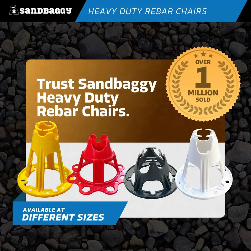 Plastic Rebar Chairs - Elevates Rebar 4 ¼" Or 4 ¾" - Rebar #3 To #5 (Yellow) 2