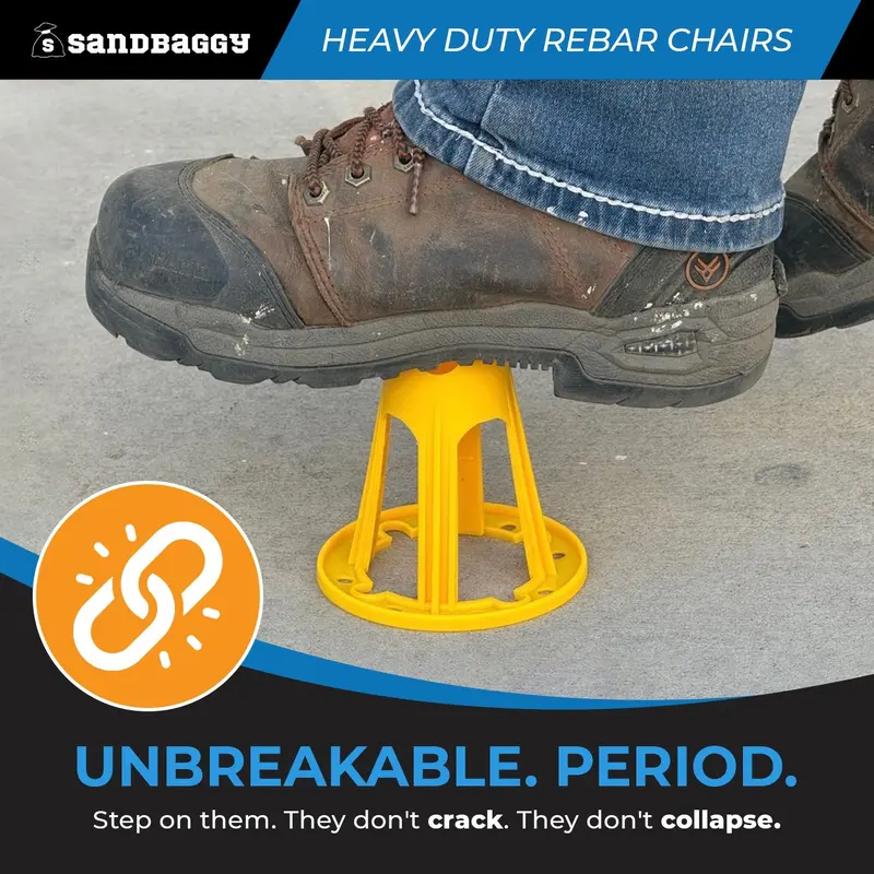 Plastic Rebar Chairs - Elevates Rebar 4 ¼" Or 4 ¾" - Rebar #3 To #5 (Yellow) 4