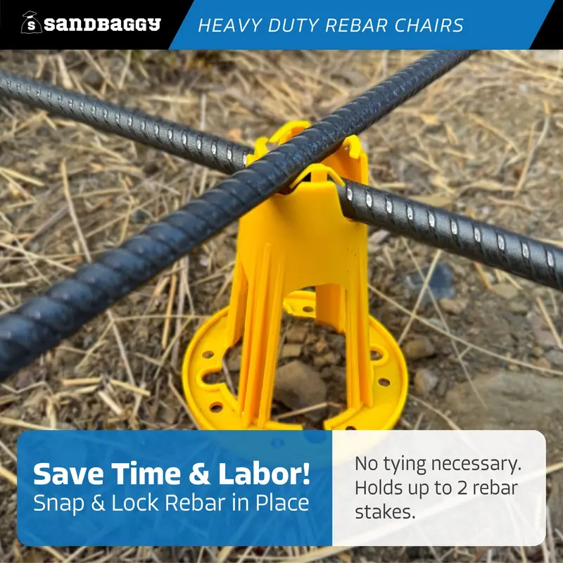 Plastic Rebar Chairs - Elevates Rebar 4 ¼" Or 4 ¾" - Rebar #3 To #5 (Yellow) 5