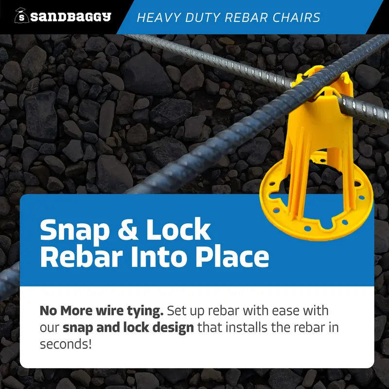 Plastic Rebar Chairs - Elevates Rebar 4 ¼" Or 4 ¾" - Rebar #3 To #5 (Yellow) 7