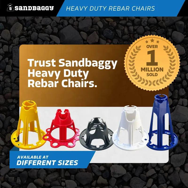 Plastic Rebar Chairs - Elevates Rebar 5 ½" Or 6" - Rebar #3 To #5 (Blue) 2