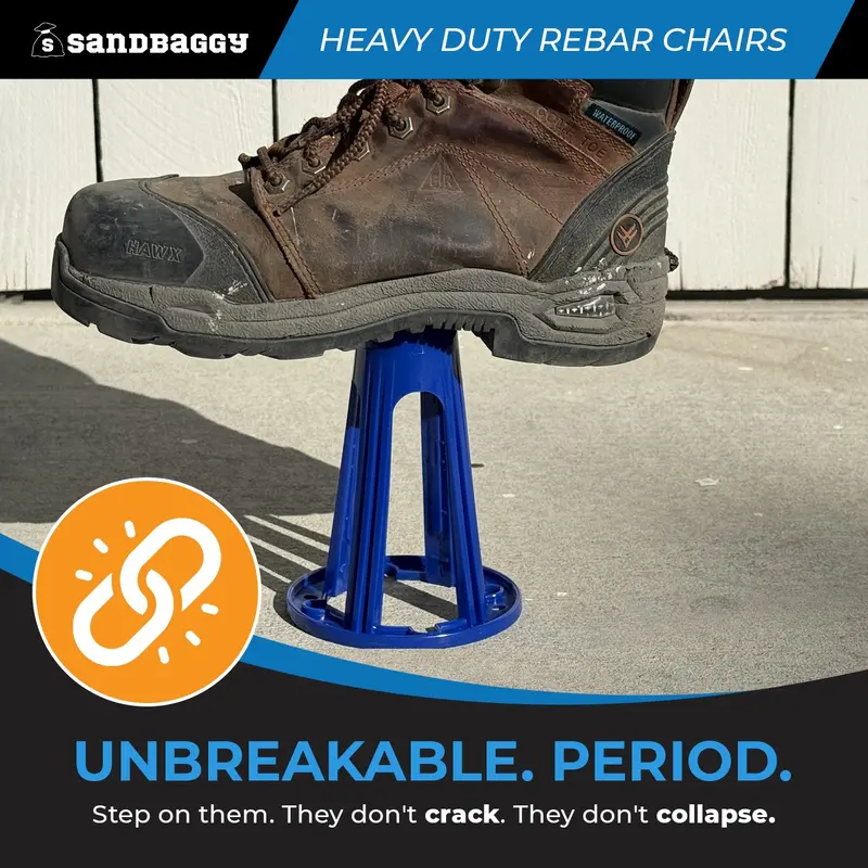 Plastic Rebar Chairs - Elevates Rebar 5 ½" Or 6" - Rebar #3 To #5 (Blue) 4