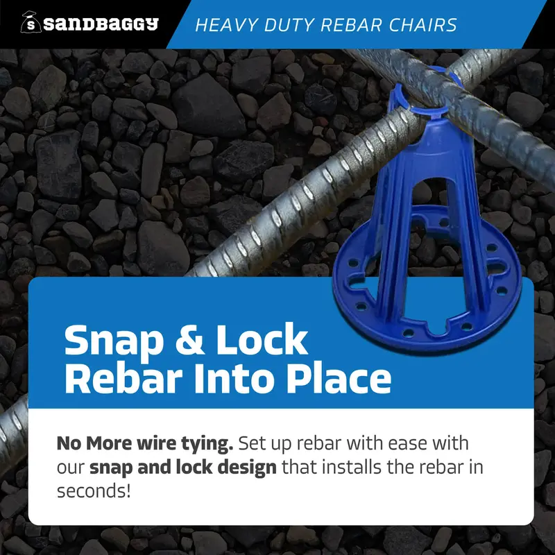 Plastic Rebar Chairs - Elevates Rebar 5 ½" Or 6" - Rebar #3 To #5 (Blue) 5