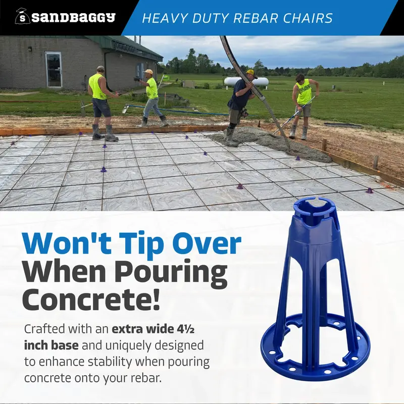 Plastic Rebar Chairs - Elevates Rebar 5 ½" Or 6" - Rebar #3 To #5 (Blue) 6