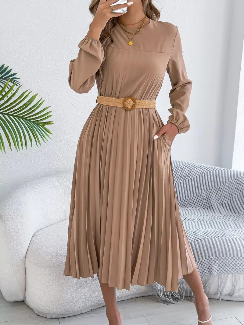 Pleated A-Line Midi Dress 1