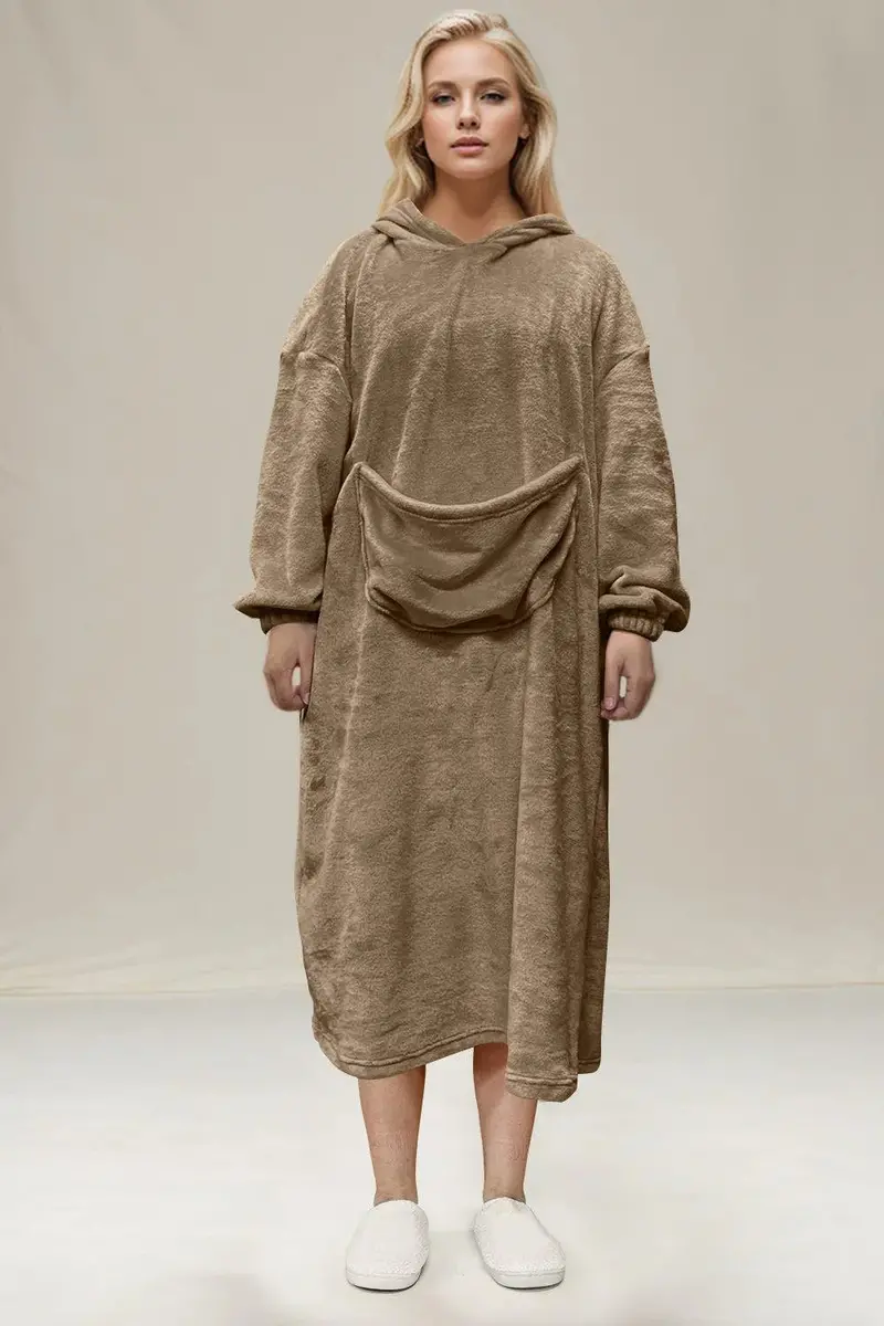 Pocketed Hooded Midi Lounge Dress 4