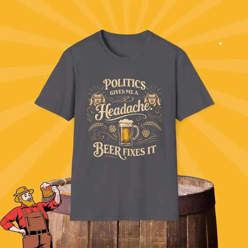Politics Give Headache Beer Fix It Cotton Tshirt 7