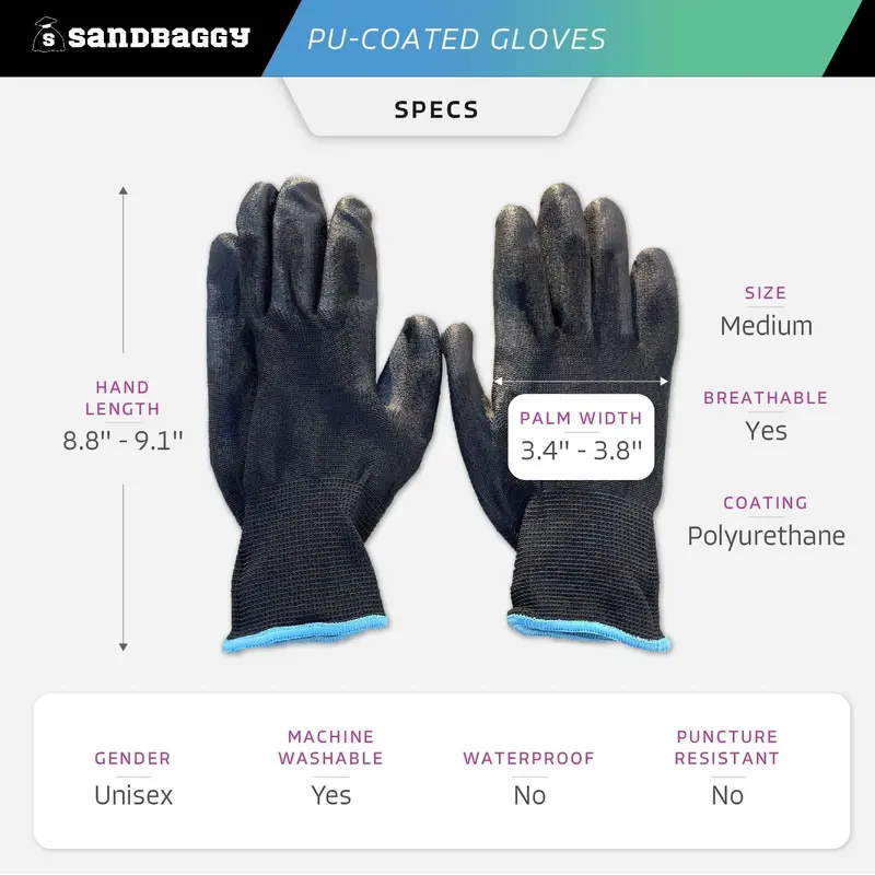 Polyurethane (Pu) Coated Gloves - All Purpose Work Gloves (Medium / Large, Unisex) 2
