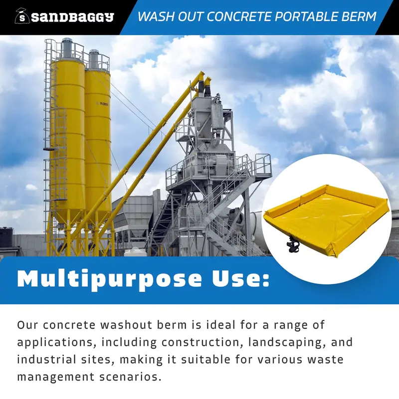 Portable Concrete Washout Berm - Uv Resistant (4 Ft X 4 Ft X 5 Inch) 3