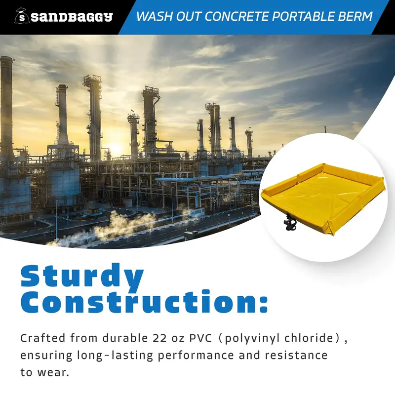 Portable Concrete Washout Berm - Uv Resistant (4 Ft X 4 Ft X 5 Inch) 4