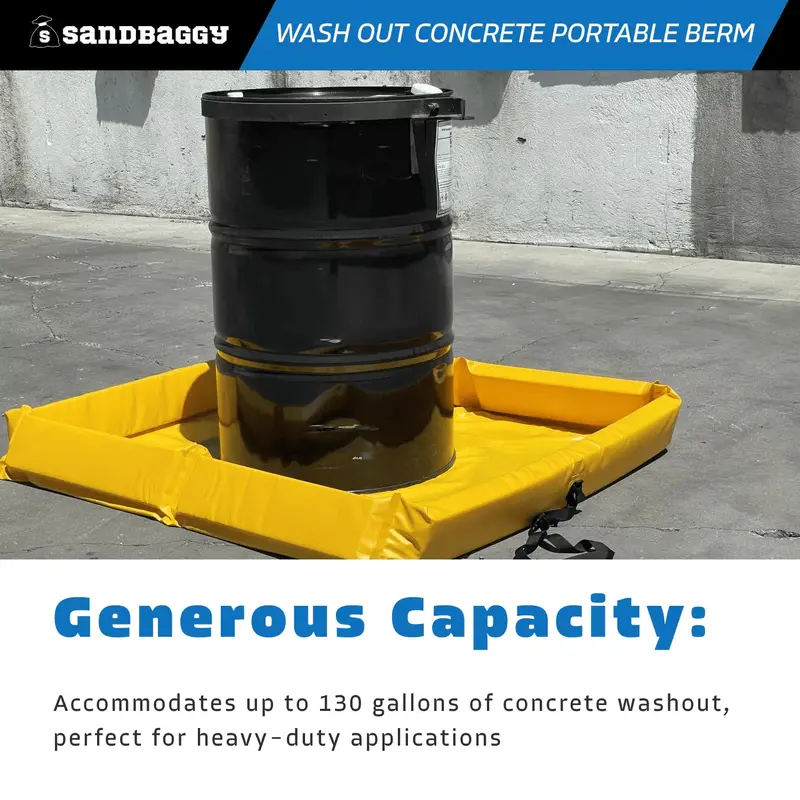 Portable Concrete Washout Berm - Uv Resistant (4 Ft X 4 Ft X 5 Inch) 5