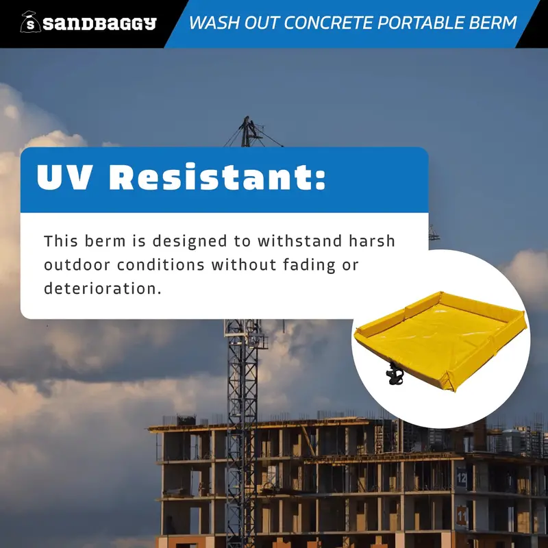 Portable Concrete Washout Berm - Uv Resistant (4 Ft X 4 Ft X 5 Inch) 7
