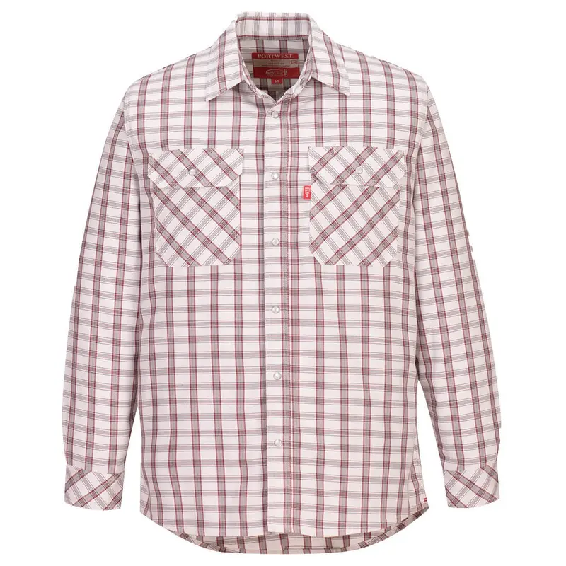 Portwest Bizflame 88/12 Fr Plaid Shirt-Ufr97-White Plaid 1