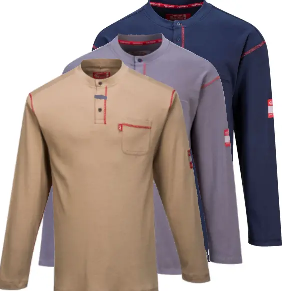 Portwest Bizflame Fr 3 Button Crew Neck Tshirt 1