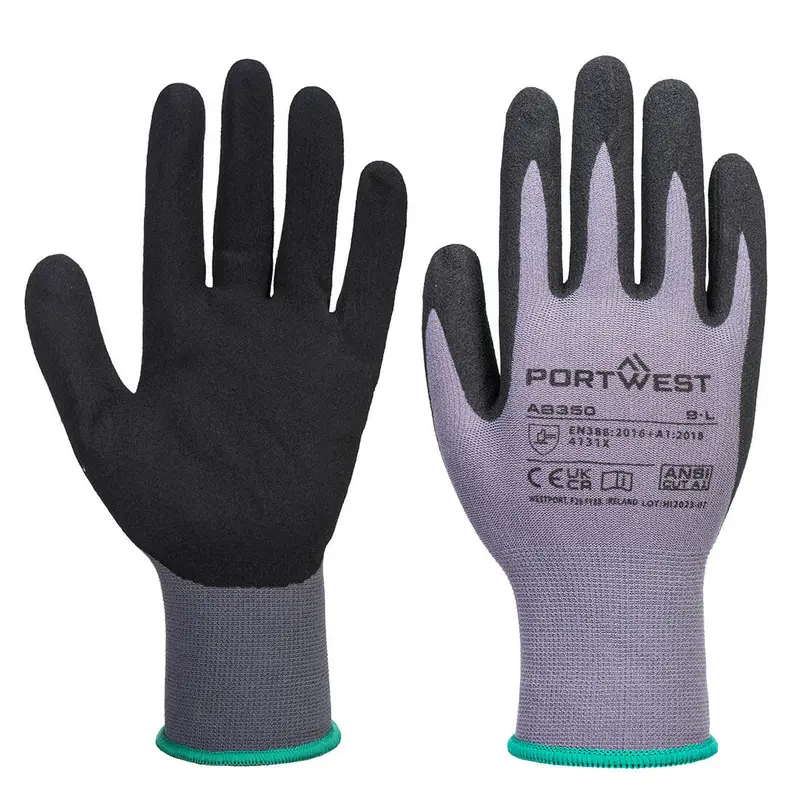 Portwest Grip 15 Nitrile Sandy Essential Multipack (Pk12) Gray/Black #Ab350 1