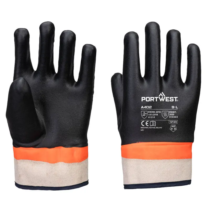 Portwest Grip Pvc Double Dipped Sandy Glove Black/Orange - #A402 2