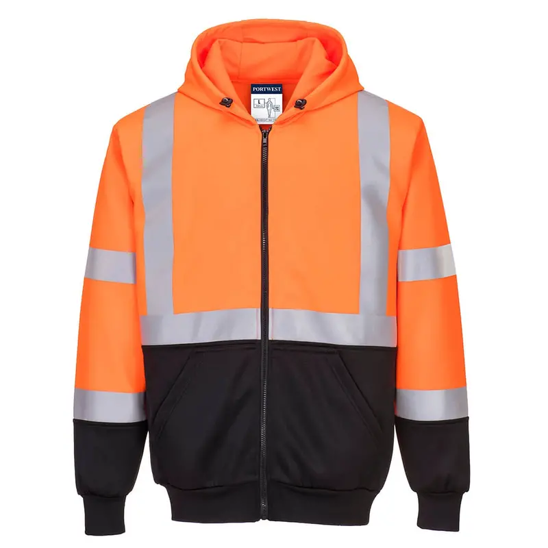 Portwest- Hi-Vis Contrast Zipped Hoodie Orange Ub315 1
